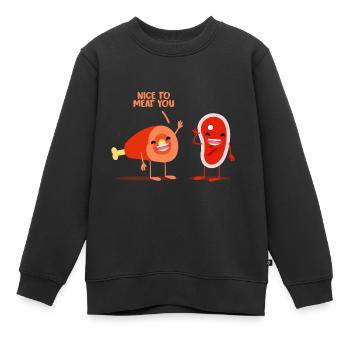 Metzger Fleisch Steak witzig Geschenk Geschenkidee - Kinder Premium Organic Sweatshirt - Schwarz - Vorne - AI Model Kid Female (0cm)