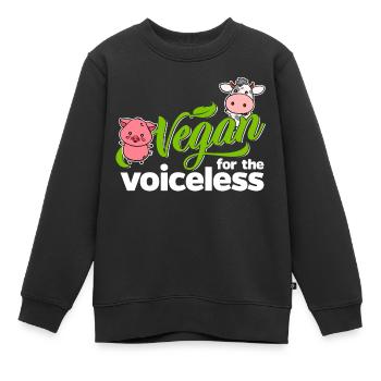 Vegan for the voiceless (Kuh) - Kinder Premium Organic Sweatshirt - Schwarz - Vorne - AI Model Kid Female (0cm)