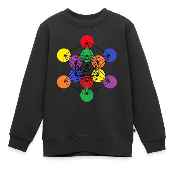 Metatrons Würfel 1 - Kinder Premium Organic Sweatshirt - Schwarz - Vorne - AI Model Kid Female (0cm)