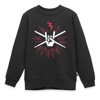 RocknRoll Rockmusik Drums Baguettes de Batterie - Sweat Premium enfant bio - noir - Devant - AI Model Kid Female (0cm)