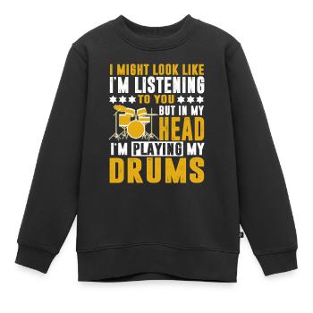 Schlagzeug Schlagzeuger - Kinder Premium Organic Sweatshirt - Schwarz - Vorne - AI Model Kid Female (0cm)