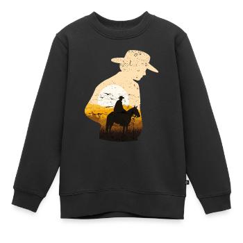 Cowboy Sunset Vintage Western - Sweat Premium enfant bio - noir - Devant - AI Model Kid Female (0cm)