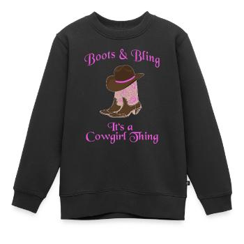 Cowboyhut wilder Westen Western Cowboystiefel Hut - Kinder Premium Organic Sweatshirt - Schwarz - Vorne - AI Model Kid Female (0cm)