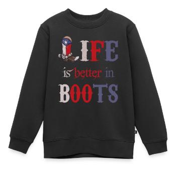 Texas Dallas Cowboy Bottes Wild West Western - Sweat Premium enfant bio - noir - Devant - AI Model Kid Female (0cm)