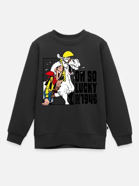 Lucky Luke Mit Jolly Jumper Oh So lucky - Kinder Premium Organic Sweatshirt - Schwarz