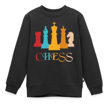 Chess chess Chess piece Chess board Checkmate - Kids Premium Organic Sweatshirt - black - Front - AI Model Kid Female (0cm)