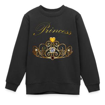 Perles princesse reine couronne doré diadème - Sweat Premium enfant bio - noir - Devant - AI Model Kid Female (0cm)
