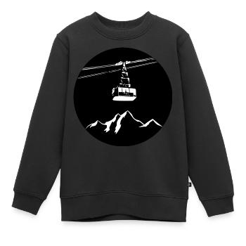 Berg mit Gondel weiss - Kinder Premium Organic Sweatshirt - Schwarz - Vorne - AI Model Kid Female (0cm)