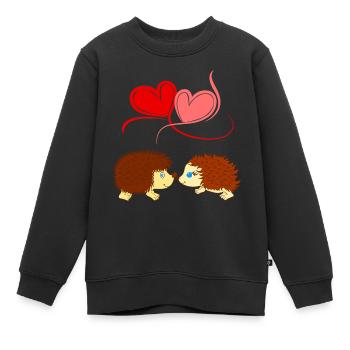 Igel - Liebe überwindet Stacheln - Comicstyle - Kinder Premium Organic Sweatshirt - Schwarz - Vorne - AI Model Kid Female (0cm)
