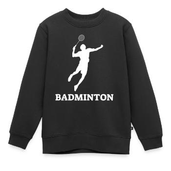 badminton - Sweat Premium enfant bio - noir - Devant - AI Model Kid Female (0cm)
