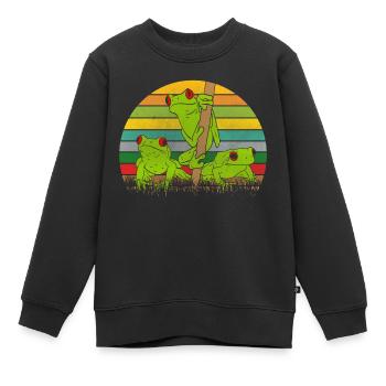 Retro Frösche Frosch - Kinder Premium Organic Sweatshirt - Schwarz - Vorne - AI Model Kid Female (0cm)