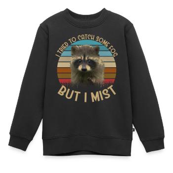 Waschbär Retro Vintage lustige Tiere Tierliebhaber - Kinder Premium Organic Sweatshirt - Schwarz - Vorne - AI Model Kid Female (0cm)