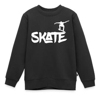 Skater Skate - Kinder Premium Organic Sweatshirt - Schwarz - Vorne - AI Model Kid Female (0cm)