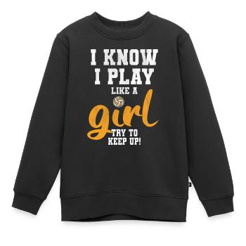 Équipe de volley-ball volley-ball - Sweat Premium enfant bio - noir - Devant - AI Model Kid Female (0cm)