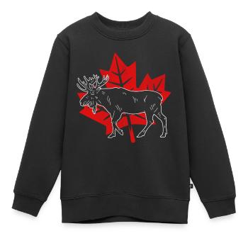 Canadian Elk Canada Drapeau Canada Feuille d'érable - Sweat Premium enfant bio - noir - Devant - AI Model Kid Female (0cm)