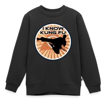 I know Kung Fu Ich kann Kung Fu - Kinder Premium Organic Sweatshirt - Schwarz - Vorne - AI Model Kid Female (0cm)