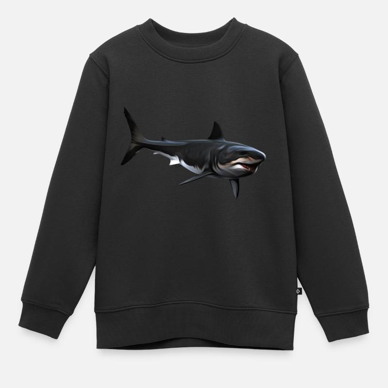 Requin - Sweat Premium enfant bio - noir