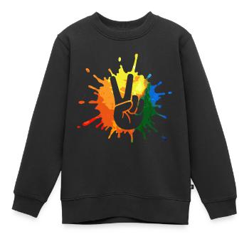 Peace Peace Peace Sign Hippie - Sweat Premium enfant bio - noir - Devant - AI Model Kid Female (0cm)