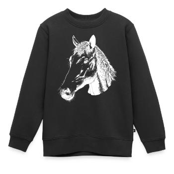 Pferdekopf - Kinder Premium Organic Sweatshirt - Schwarz - Vorne - AI Model Kid Female (0cm)