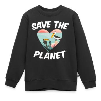 Save The Planet - Kinder Premium Organic Sweatshirt - Schwarz - Vorne - AI Model Kid Female (0cm)