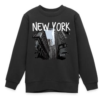 New York - Kinder Premium Organic Sweatshirt - Schwarz - Vorne - AI Model Kid Female (0cm)