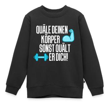 Gewichtheben Gym Fitness - Kinder Premium Organic Sweatshirt - Schwarz - Vorne - AI Model Kid Female (0cm)