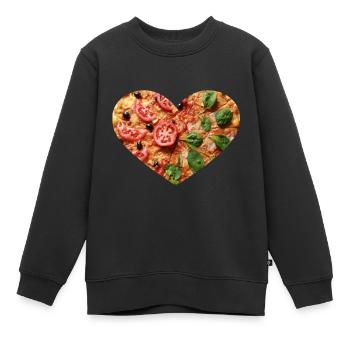 Pizza Herz - Sweat Premium enfant bio - noir - Devant - AI Model Kid Female (0cm)