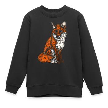 Fox Flowers Fantastic Animal - Kids Premium Organic Sweatshirt - black - Front - AI Model Kid Female (0cm)