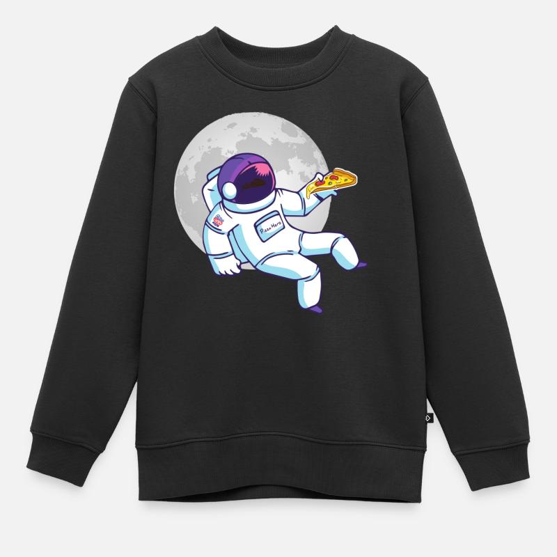 Pizza Astronaut - Kinder Premium Organic Sweatshirt - Schwarz