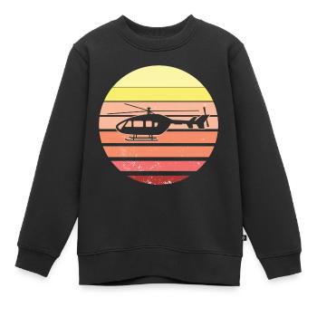 Pilote d'hélicoptère hélicoptère rétro - Sweat Premium enfant bio - noir - Devant - AI Model Kid Female (0cm)
