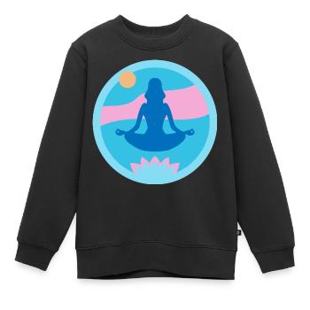 Yoga - Sweat Premium enfant bio - noir - Devant - AI Model Kid Female (0cm)