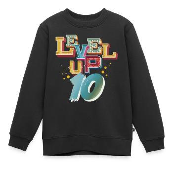 Level Up 10 ans anniversaire Gamer Gaming - Sweat Premium enfant bio - noir - Devant - AI Model Kid Female (0cm)