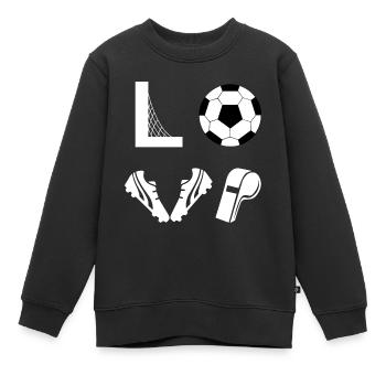 I Love Soccer - Kinder Premium Organic Sweatshirt - Schwarz - Vorne - AI Model Kid Female (0cm)