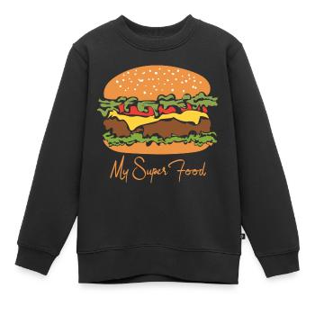 Burger - Sweat Premium enfant bio - noir - Devant - AI Model Kid Female (0cm)