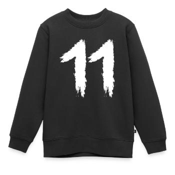 Zahl 11 - Kinder Premium Organic Sweatshirt - Schwarz - Vorne - AI Model Kid Female (0cm)