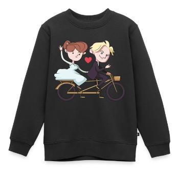Hochzeit paar married herz brautpaar - Kinder Premium Organic Sweatshirt - Schwarz - Vorne - AI Model Kid Female (0cm)