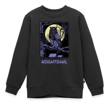 Nightowl Nachteule - Kinder Premium Organic Sweatshirt - Schwarz - Vorne - AI Model Kid Female (0cm)