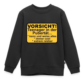 Vorsicht Teenager - Kinder Premium Organic Sweatshirt - Schwarz - Vorne - AI Model Kid Female (0cm)