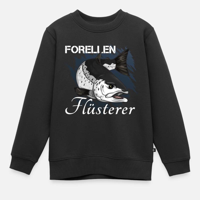Forellen Flüsterer - Kinder Premium Organic Sweatshirt - Schwarz
