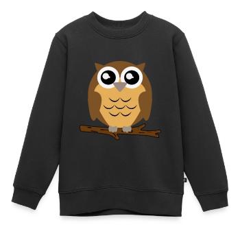 Süße Eule Motiv Illustration - Kinder Premium Organic Sweatshirt - Schwarz - Vorne - AI Model Kid Female (0cm)