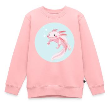 Sweet Axolotl in the sea - Sweat Premium enfant bio - rose - Devant - AI Model Kid Female (0cm)