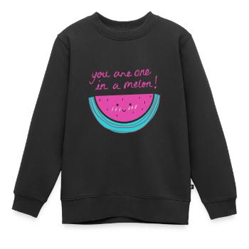 Pastèque avec phrase - Sweat Premium enfant bio - noir - Devant - AI Model Kid Female (0cm)