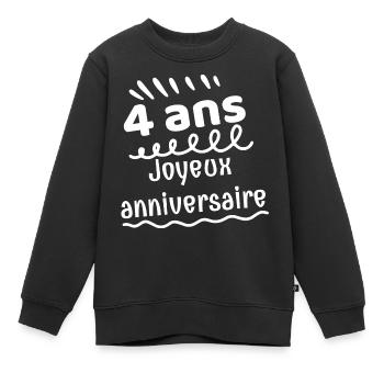 4 ans anniversaire - Sweat Premium enfant bio - noir - Devant - AI Model Kid Female (0cm)