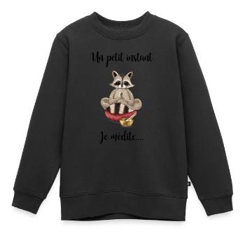 ohm raton laveur yogini passionné yoga coussin zen - Sweat Premium enfant bio - noir - Devant - AI Model Kid Female (0cm)