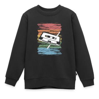 Vintage Retro Kassette Tape Stift Grafik Original - Kinder Premium Organic Sweatshirt - Schwarz - Vorne - AI Model Kid Female (0cm)