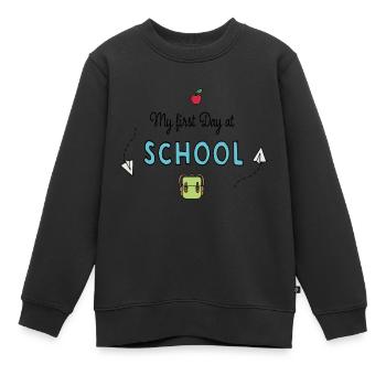 Mon premier jour à l'école - Sweat Premium enfant bio - noir - Devant - AI Model Kid Female (0cm)