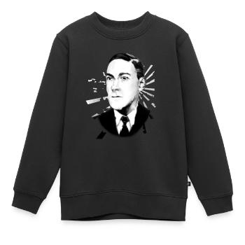 Peinture numérique HP Lovecraft remixée - Sweat Premium enfant bio - noir - Devant - AI Model Kid Female (0cm)
