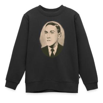 HP Lovecraft portrait sépia ovale - Sweat Premium enfant bio - noir - Devant - AI Model Kid Female (0cm)
