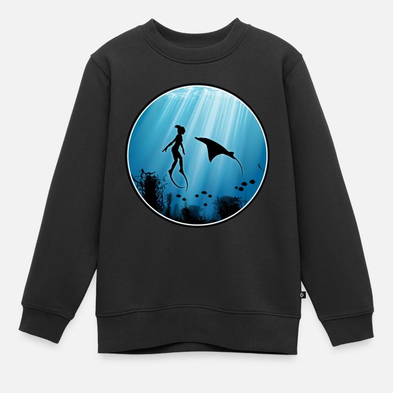 Plongeurs et raies manta gratuits - Sweat Premium enfant bio - noir