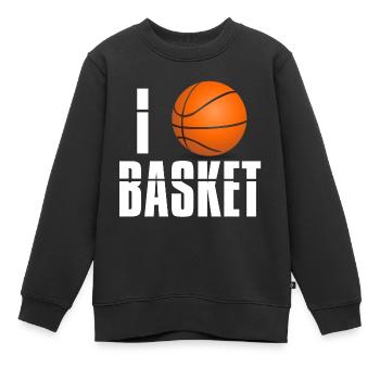 ICH LIEBE BASKETBALL. Basketball-Enthusiasten - Kinder Premium Organic Sweatshirt - Schwarz - Vorne - AI Model Kid Female (0cm)